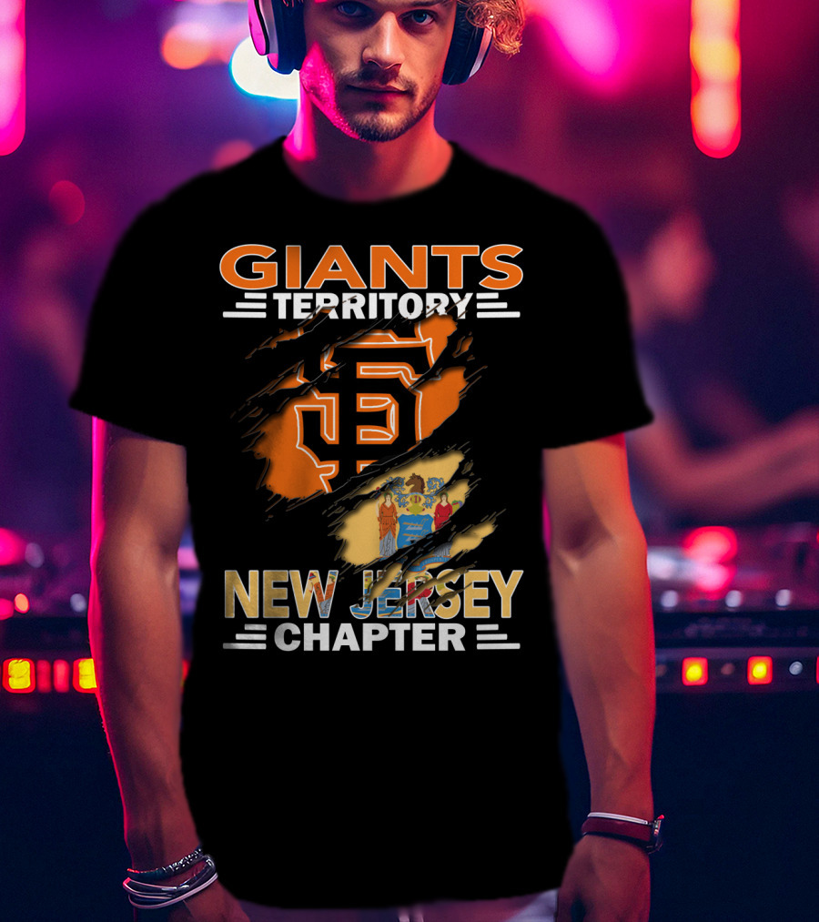 Giants Territory New Jersey Chapter San Francisco Logo And State Flag T-Shirt