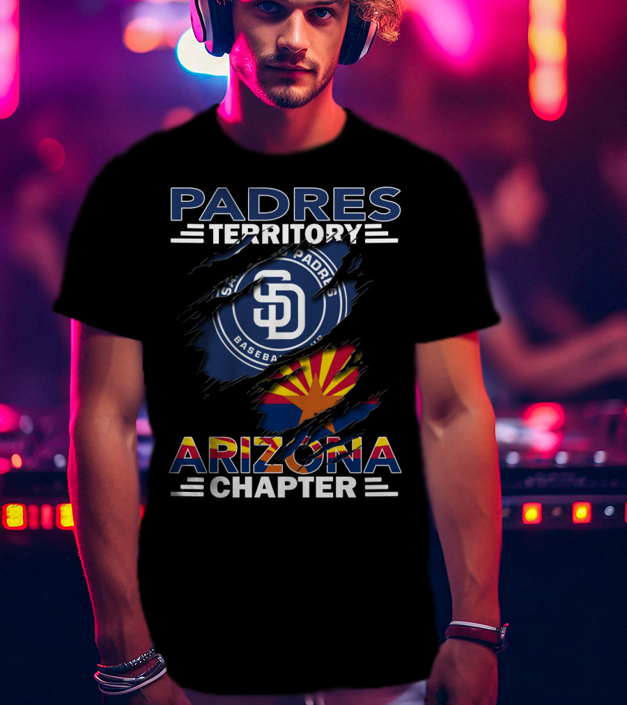 Padres Territory Arizona Chapter San Diego Baseball Logo With Arizona State Flag T-Shirt