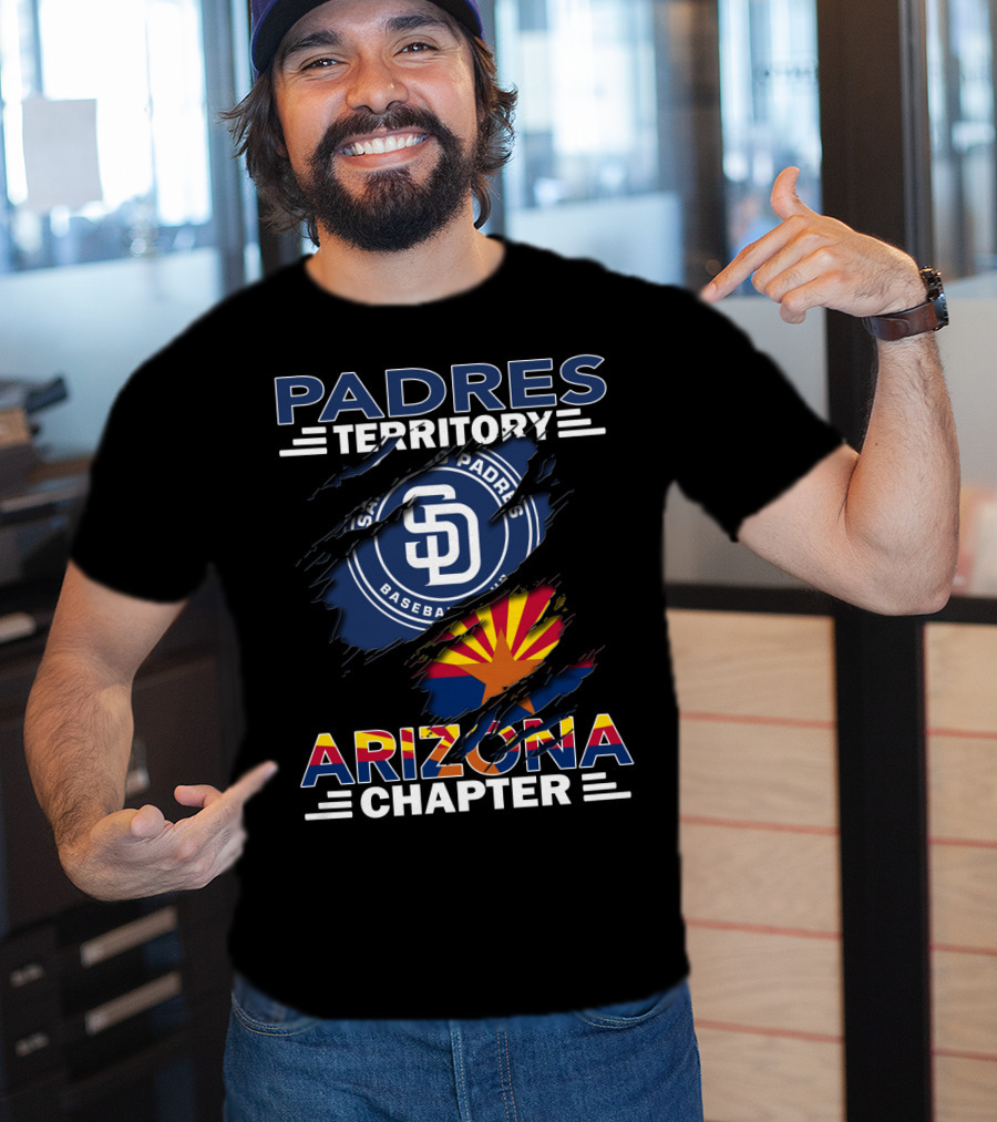 Padres Territory Arizona Chapter San Diego Baseball Logo With Arizona State Flag T-Shirt