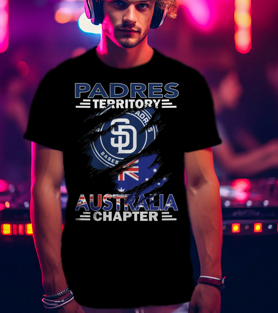 Padres Territory Australia Chapter San Diego Baseball Logo Australian Flag T-Shirt
