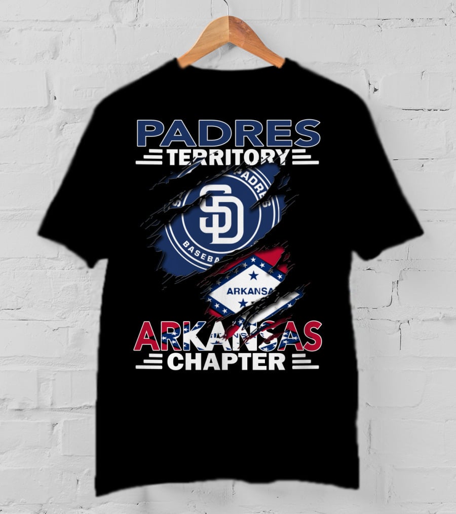 Padres Territory Arkansas Chapter SD Baseball Logo With Arkansas Flag Elements T-Shirt
