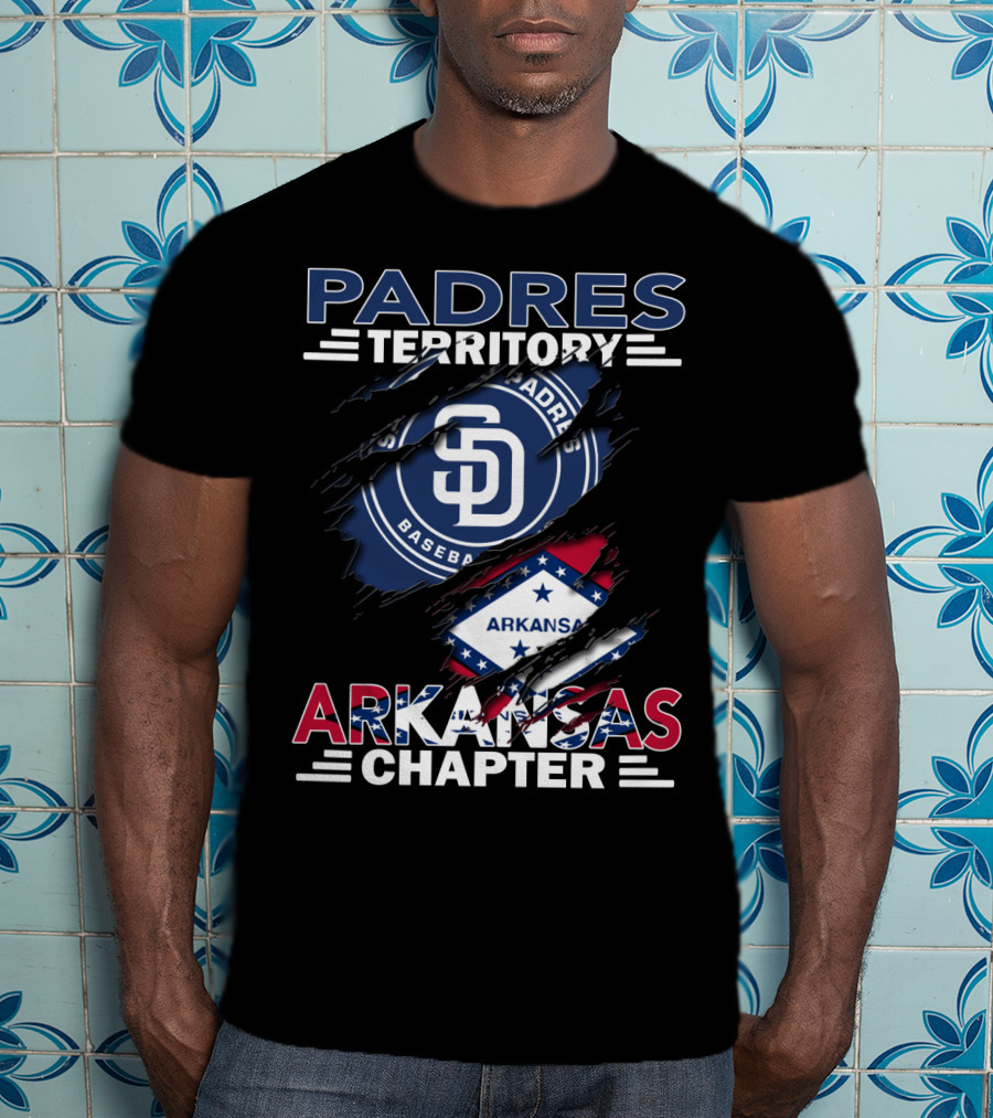 Padres Territory Arkansas Chapter SD Baseball Logo With Arkansas Flag Elements T-Shirt