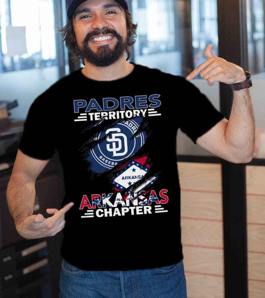 Padres Territory Arkansas Chapter SD Baseball Logo With Arkansas Flag Elements T-Shirt