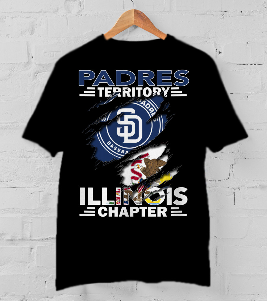 Padres Territory SD Baseball Illinois Chapter Logo With State Flag Elements T-Shirt