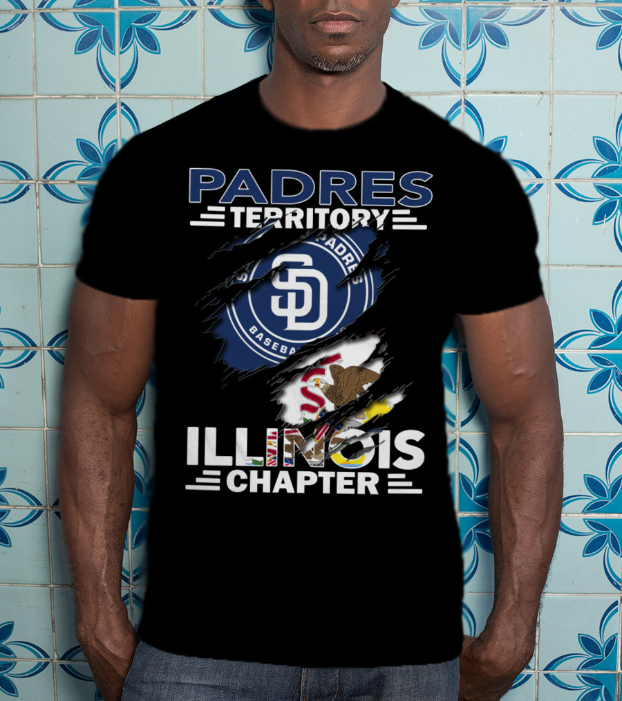 Padres Territory SD Baseball Illinois Chapter Logo With State Flag Elements T-Shirt