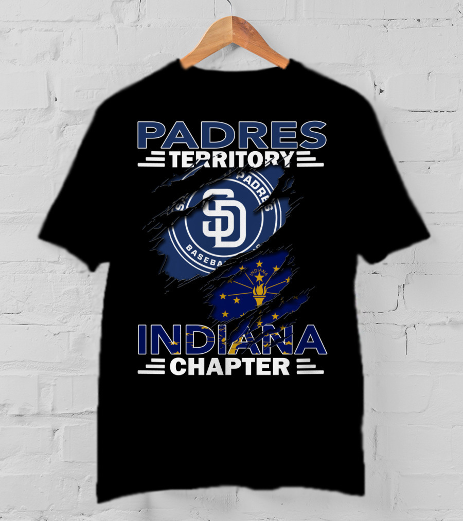 Padres Territory Indiana Chapter San Diego Baseball Indiana Flag T-Shirt