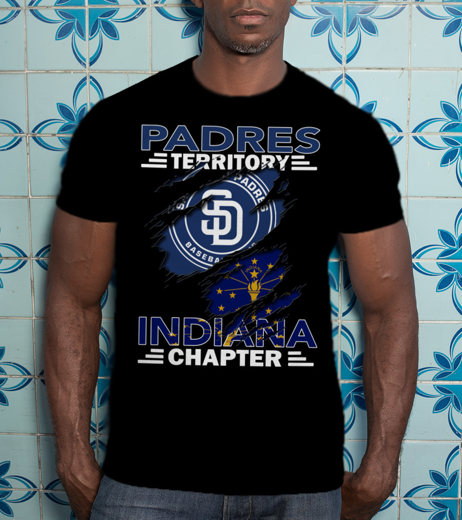 Padres Territory Indiana Chapter San Diego Baseball Indiana Flag T-Shirt