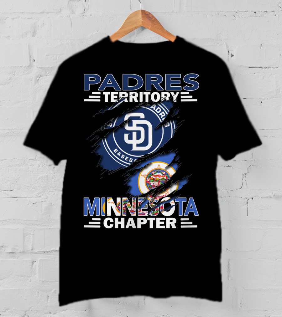 Padres Territory Minnesota Chapter Baseball Fans SD Logo And Minnesota State Seal T-Shirt