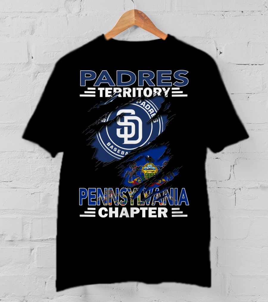 Padres Territory Pennsylvania Chapter SD Baseball Pennsylvania Flag T-Shirt