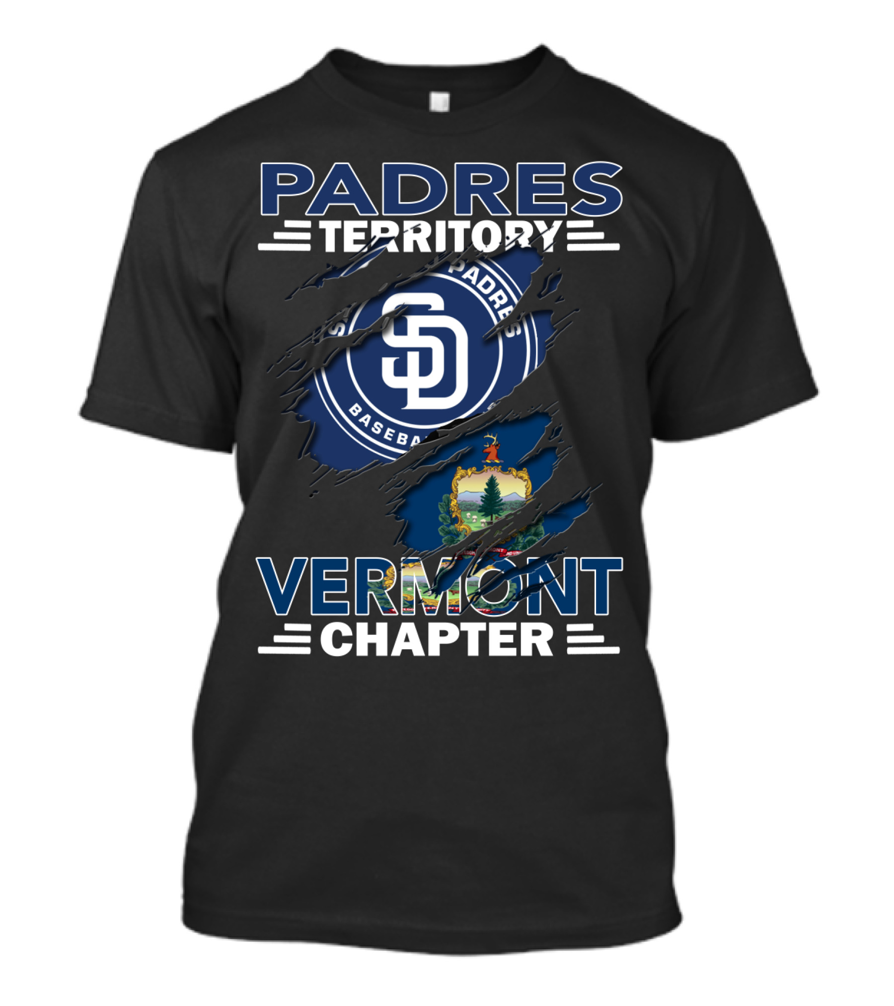 Padres Territory Vermont Chapter SD Baseball Vermont Seal T-Shirt