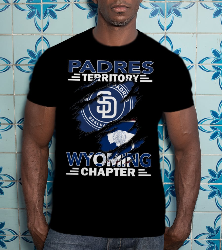 Padres Territory Wyoming Chapter San Diego Padres Baseball Logo With Wyoming State Flag T-Shirt