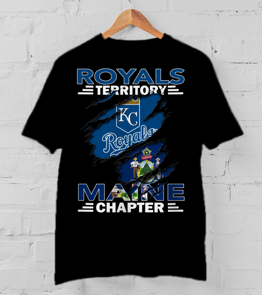 Royals Territory KC Logo Maine State Badge Chapter T-Shirt