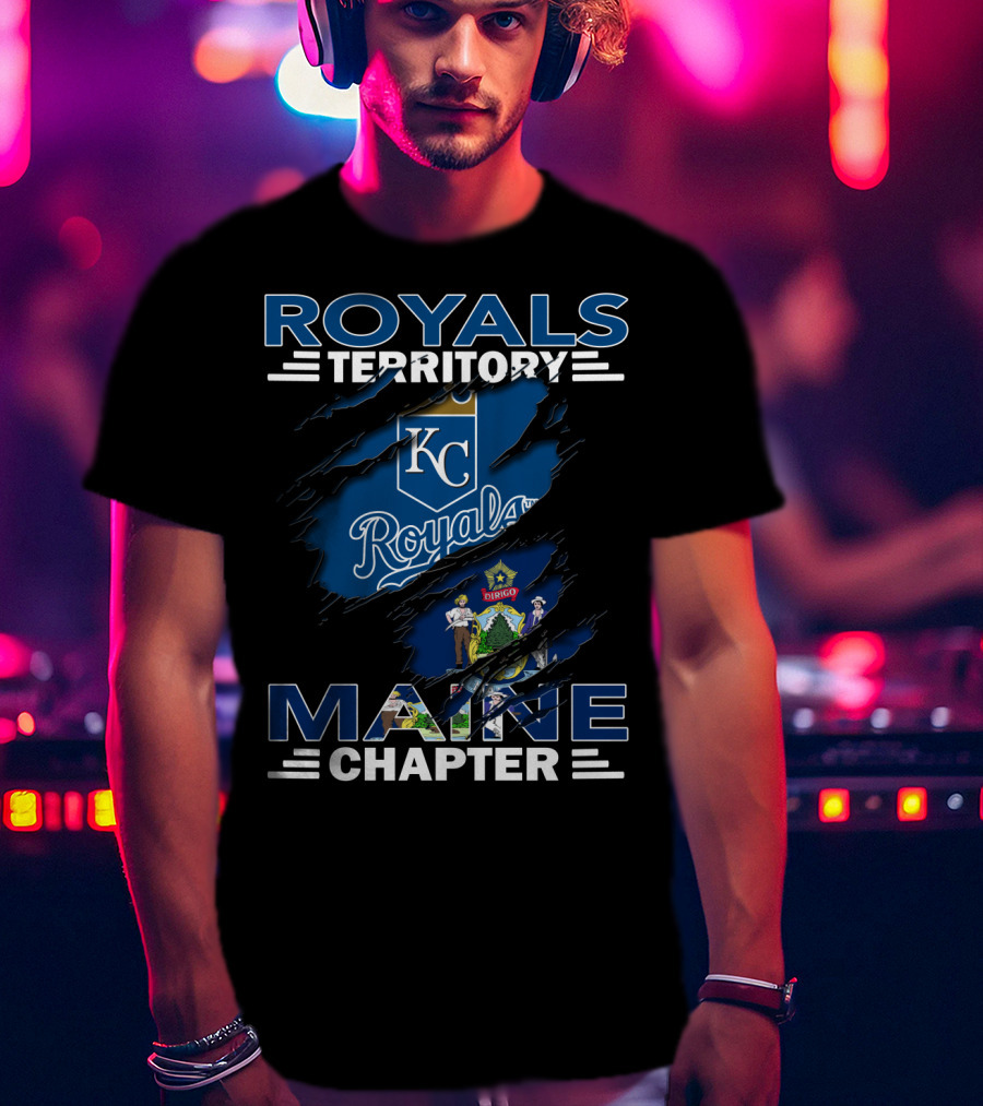 Royals Territory KC Logo Maine State Badge Chapter T-Shirt
