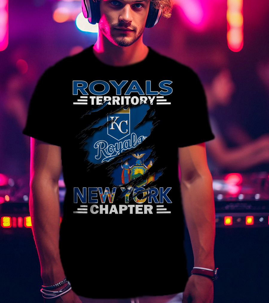 Royals Territory New York Chapter KC Royals Logo New York State Flag T-Shirt
