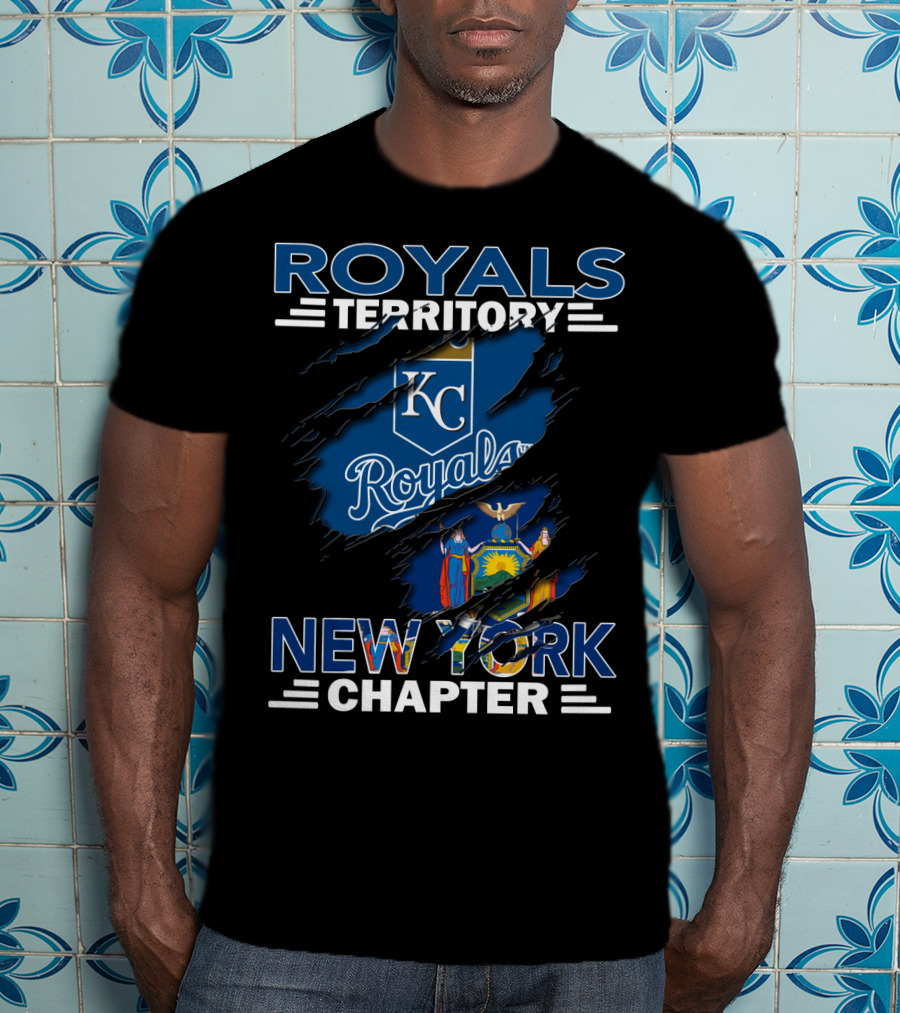 Royals Territory New York Chapter KC Royals Logo New York State Flag T-Shirt