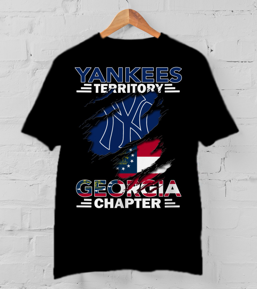 Yankees Territory Georgia Chapter With Flag And Logo Background T-Shirt