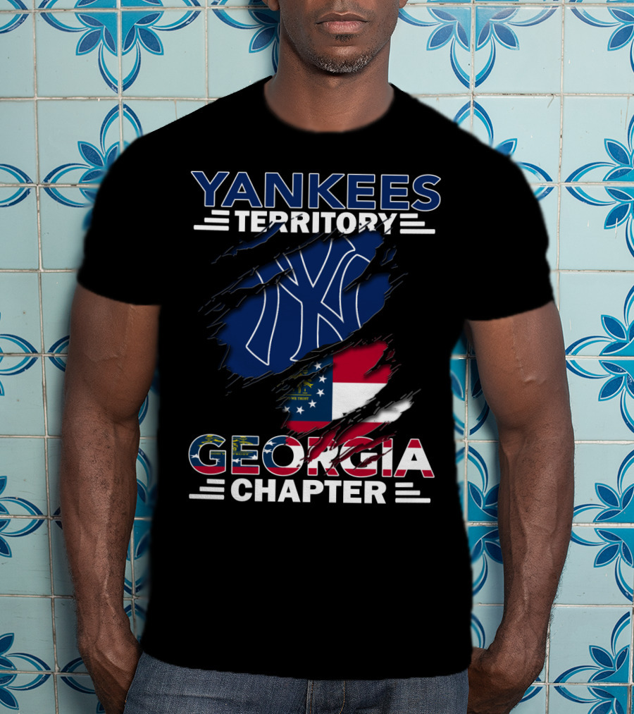 Yankees Territory Georgia Chapter With Flag And Logo Background T-Shirt