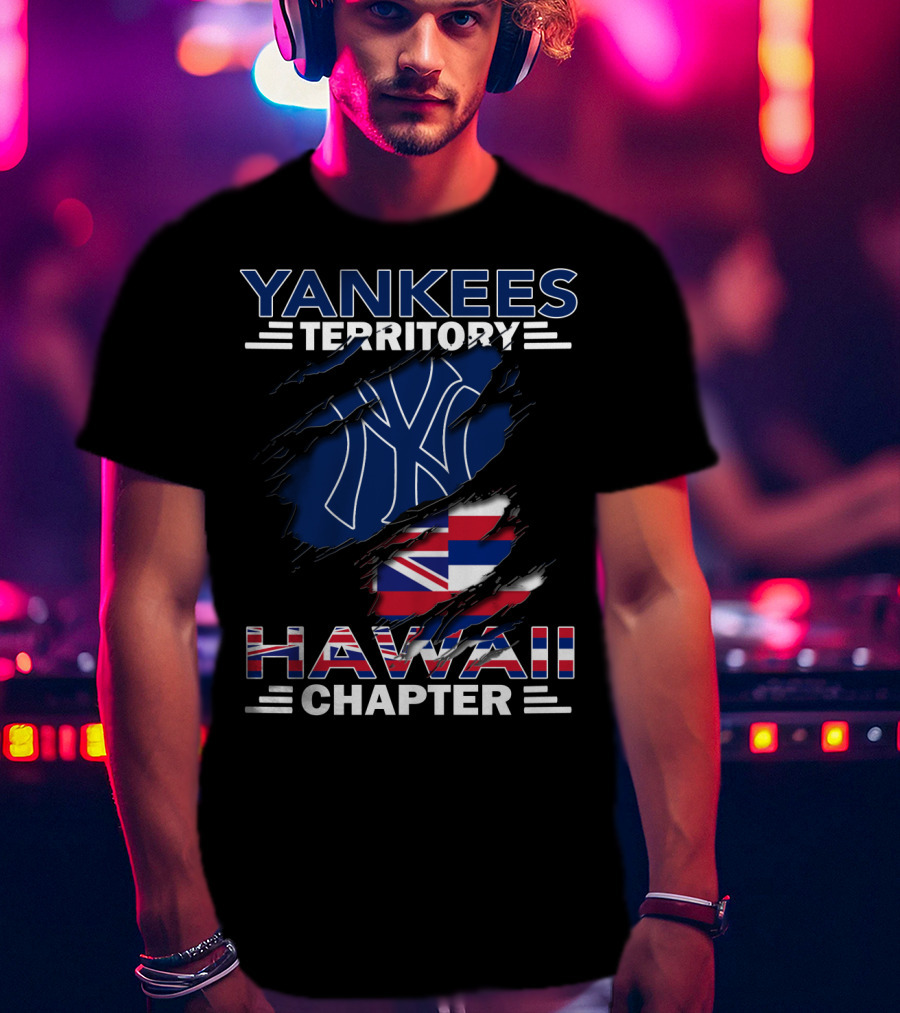 Yankees Territory Hawaii Chapter NY Logo With Hawaii State Flag Elements T-Shirt