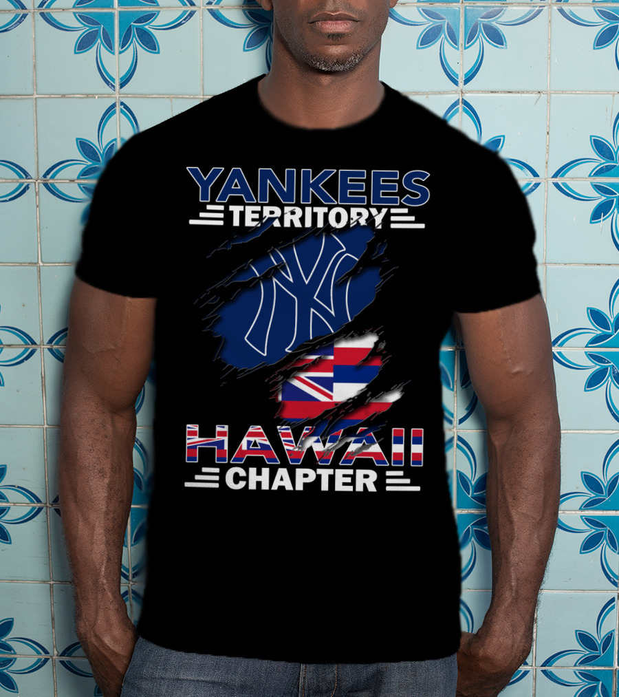 Yankees Territory Hawaii Chapter NY Logo With Hawaii State Flag Elements T-Shirt