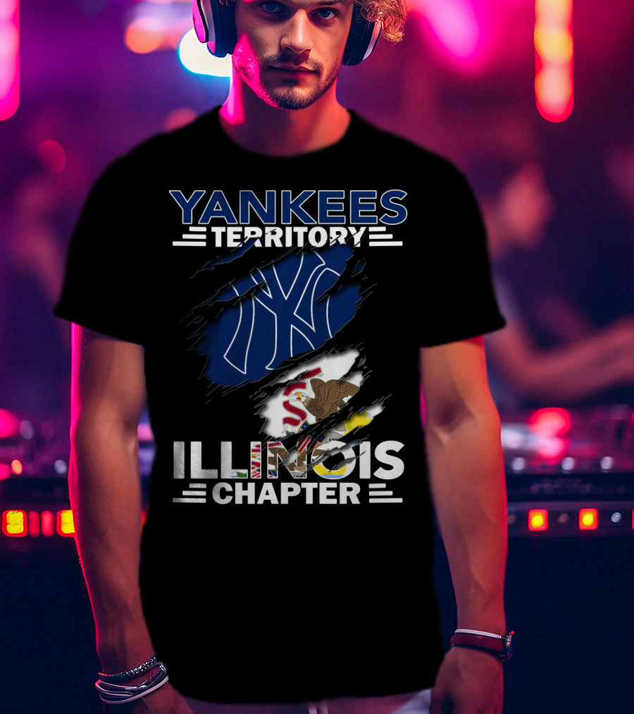 Yankees Territory Illinois Chapter Yankees Logo Illinois Flag T-Shirt