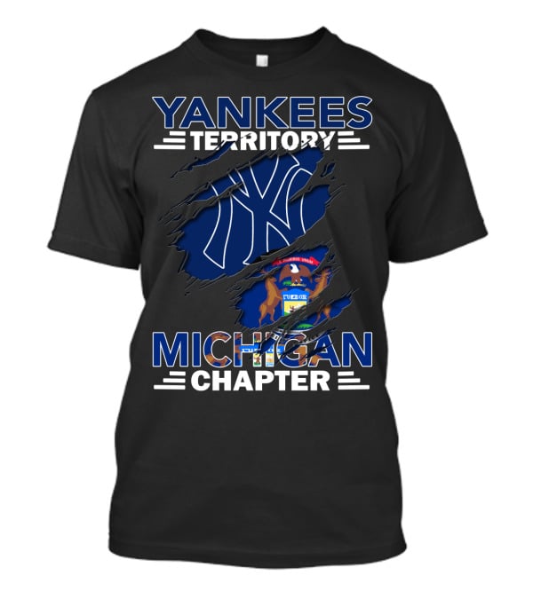 Yankees Territory Michigan Chapter NY Logo With Michigan State Flag T-Shirt