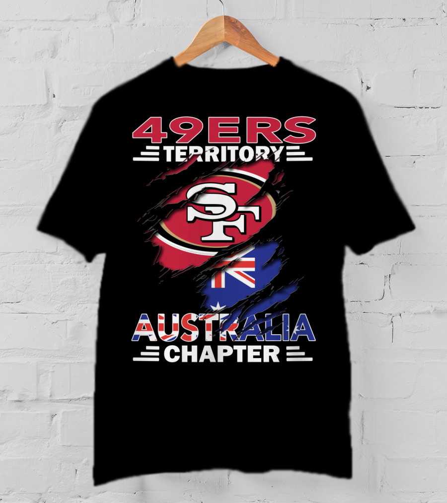 49ers Territory Australia Chapter SF Logo With Australian Flag Background T-Shirt