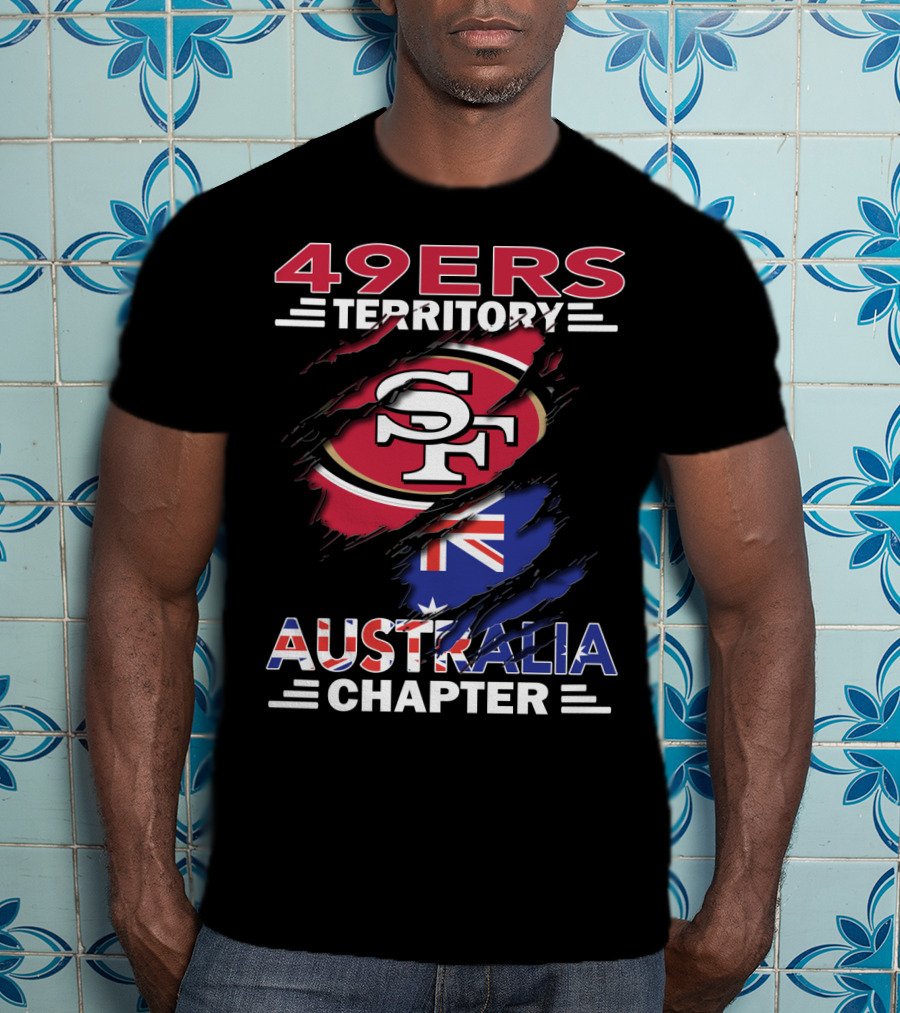 49ers Territory Australia Chapter SF Logo With Australian Flag Background T-Shirt