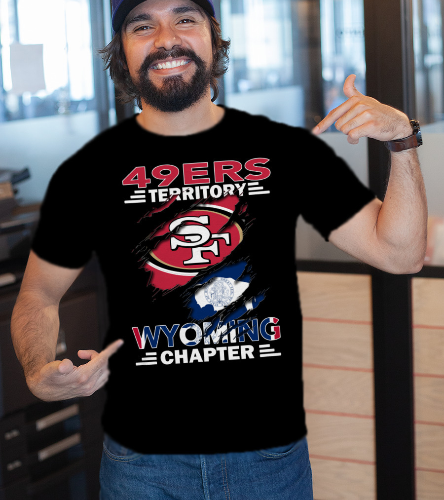 49ers Territory Wyoming Chapter SF Logo And Wyoming Flag T-Shirt