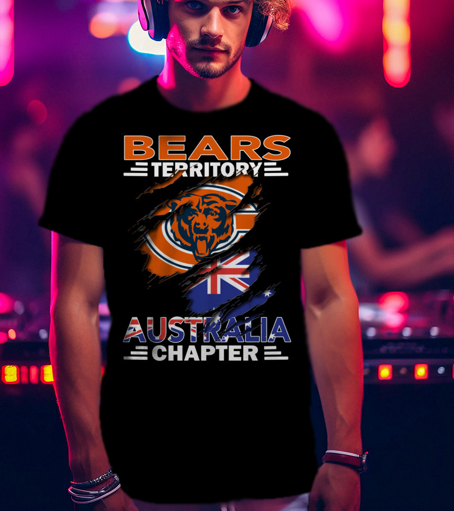 Bears Territory Australia Chapter Chicago Bears Australian Flag Scratch T-Shirt