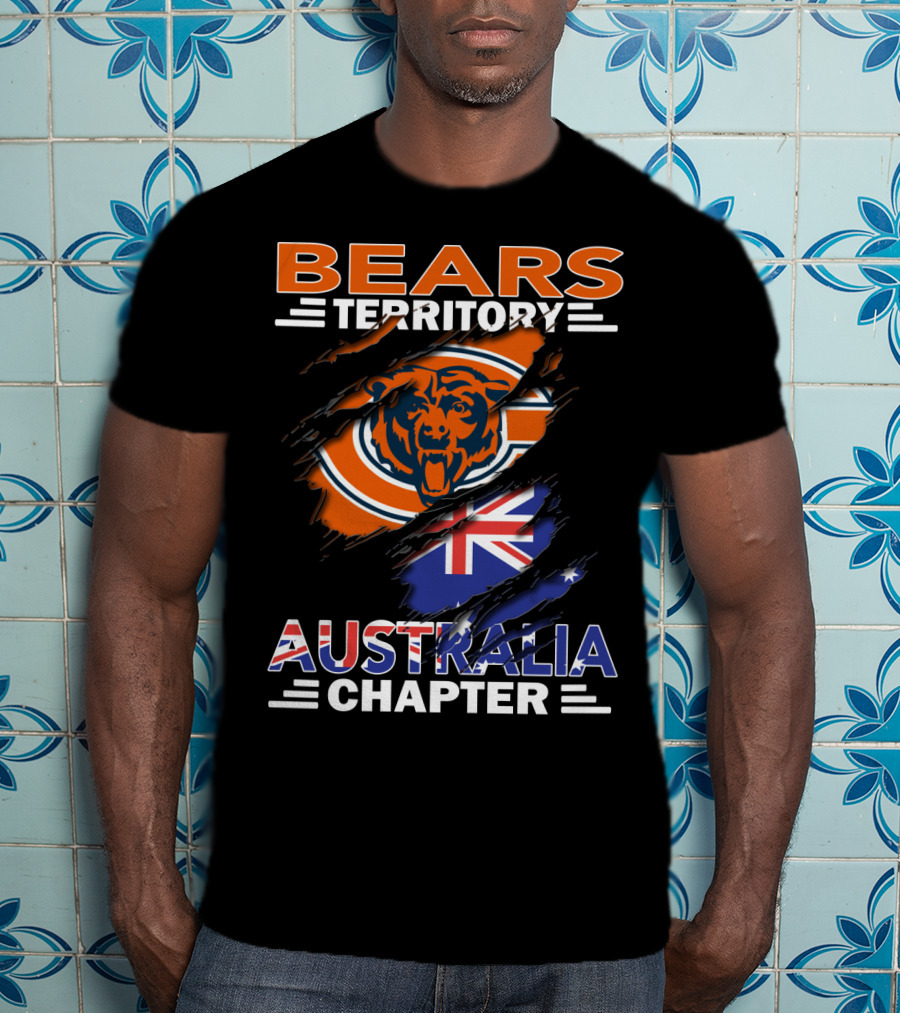 Bears Territory Australia Chapter Chicago Bears Australian Flag Scratch T-Shirt