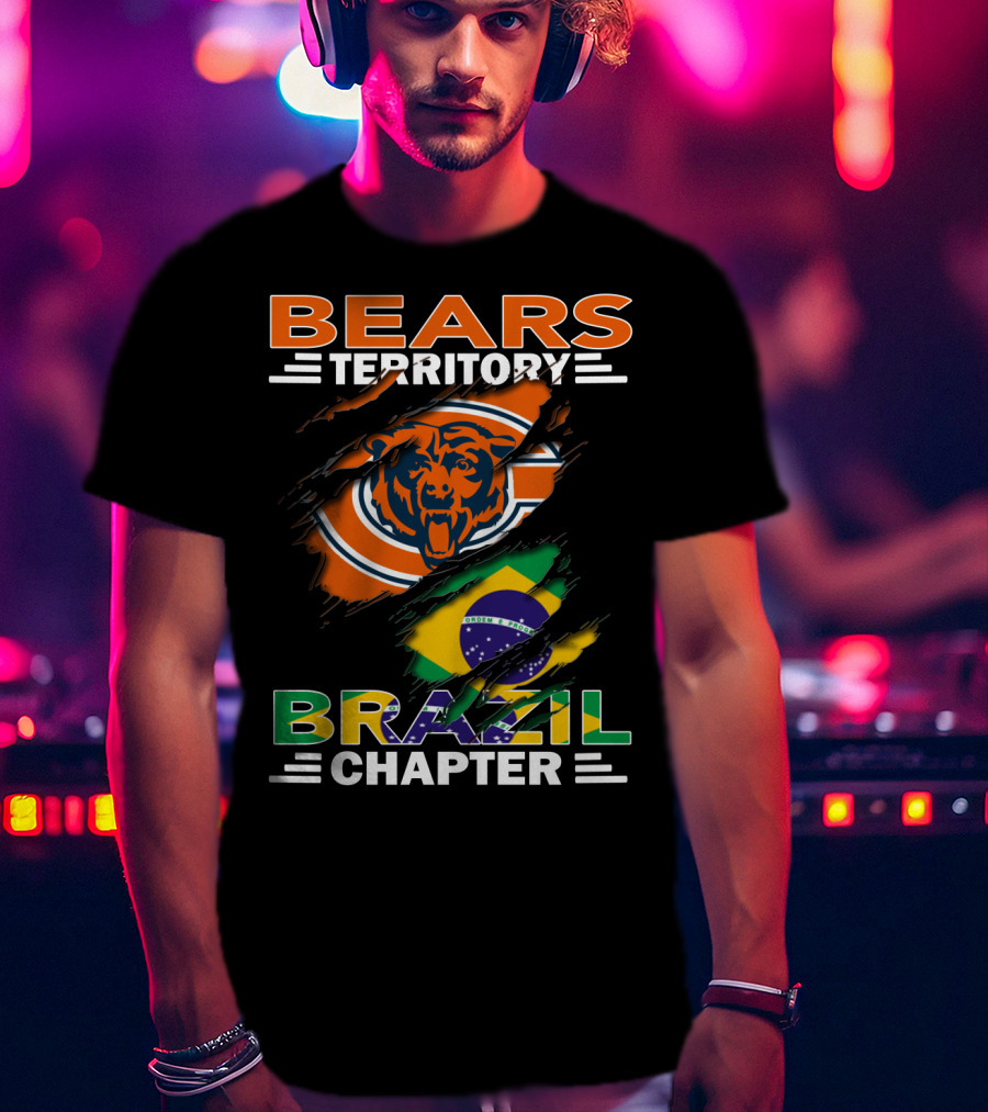 Bears Territory Brazil Chapter Chicago Bears Fan Club Brazil Flag T-Shirt