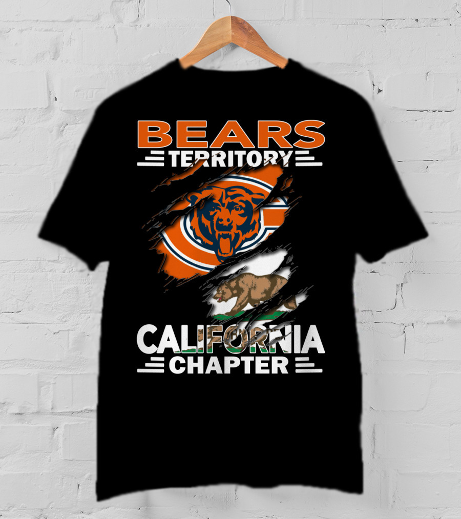 Bears Territory California Chapter Chicago Bears Logo And California State Bear T-Shirt