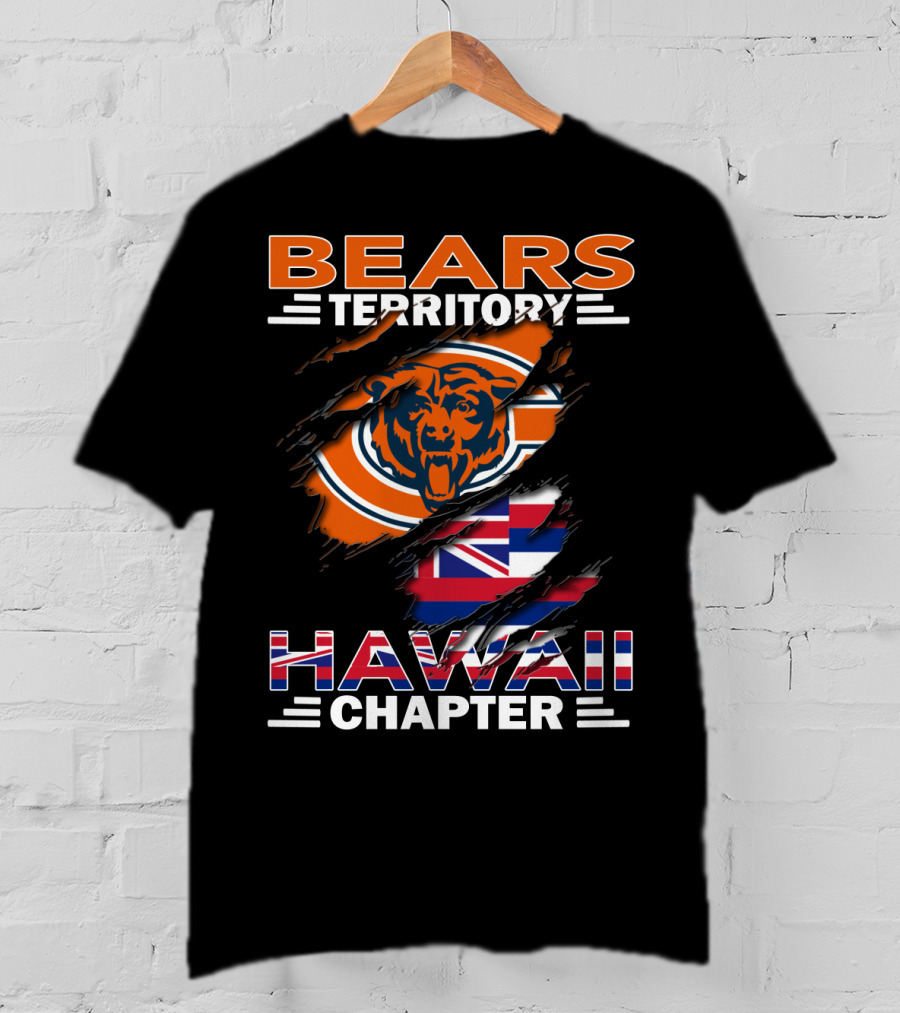 Bears Territory Hawaii Chapter Logo With Bear And Hawaiian Flag Elements T-Shirt