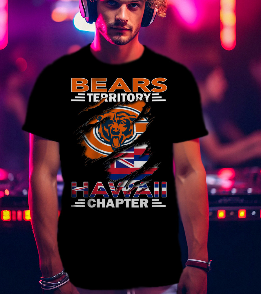 Bears Territory Hawaii Chapter Logo With Bear And Hawaiian Flag Elements T-Shirt