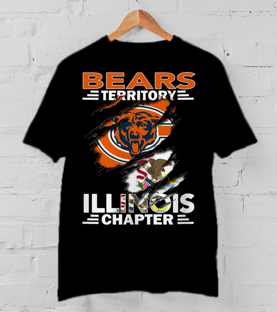Bears Territory Illinois Chapter Chicago Bears Logo And Illinois State Flag T-Shirt