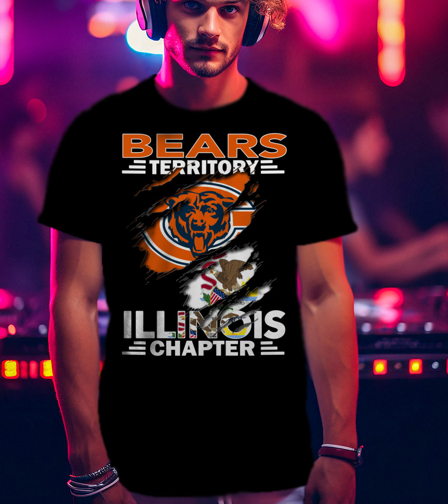 Bears Territory Illinois Chapter Chicago Bears Logo And Illinois State Flag T-Shirt
