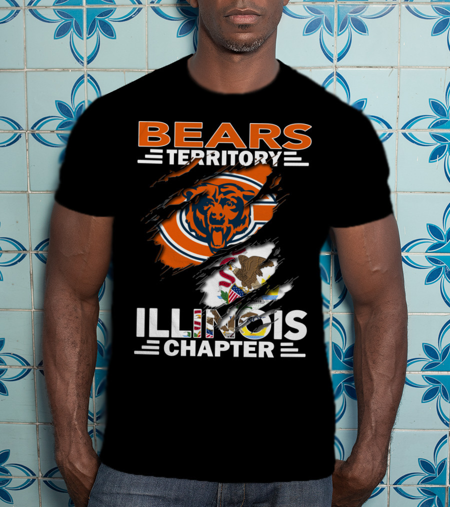 Bears Territory Illinois Chapter Chicago Bears Logo And Illinois State Flag T-Shirt