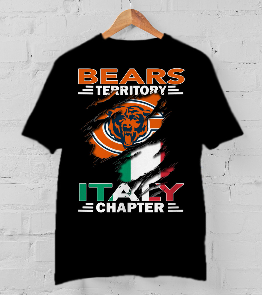 Bears Territory Italy Chapter NFL Team Symbol With Italian Flag Background T-Shirt