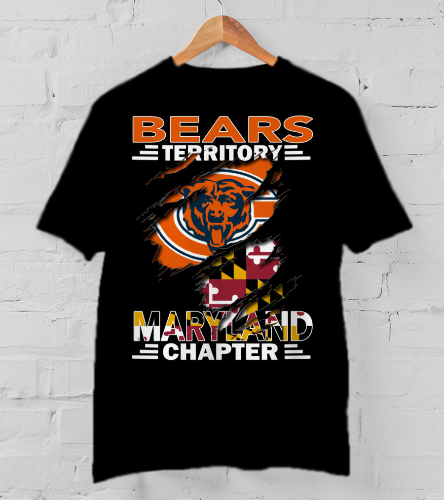 Bears Territory Maryland Chapter Chicago Bears Maryland Flag Fan Club T-Shirt
