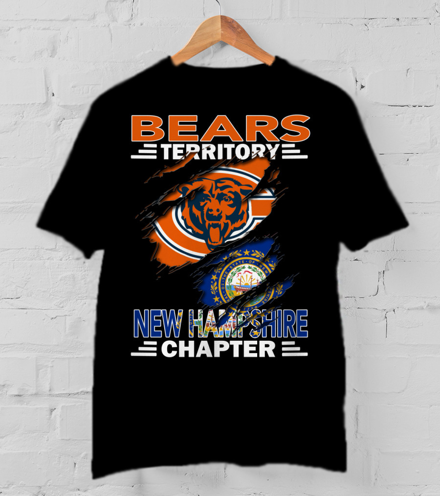 Bears Territory New Hampshire Chapter Chicago Bears Logo New Hampshire State Flag T-Shirt