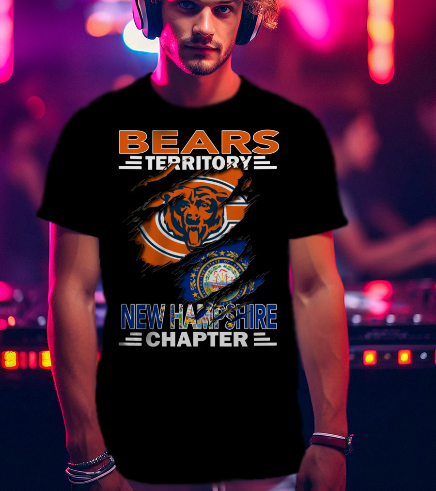 Bears Territory New Hampshire Chapter Chicago Bears Logo New Hampshire State Flag T-Shirt