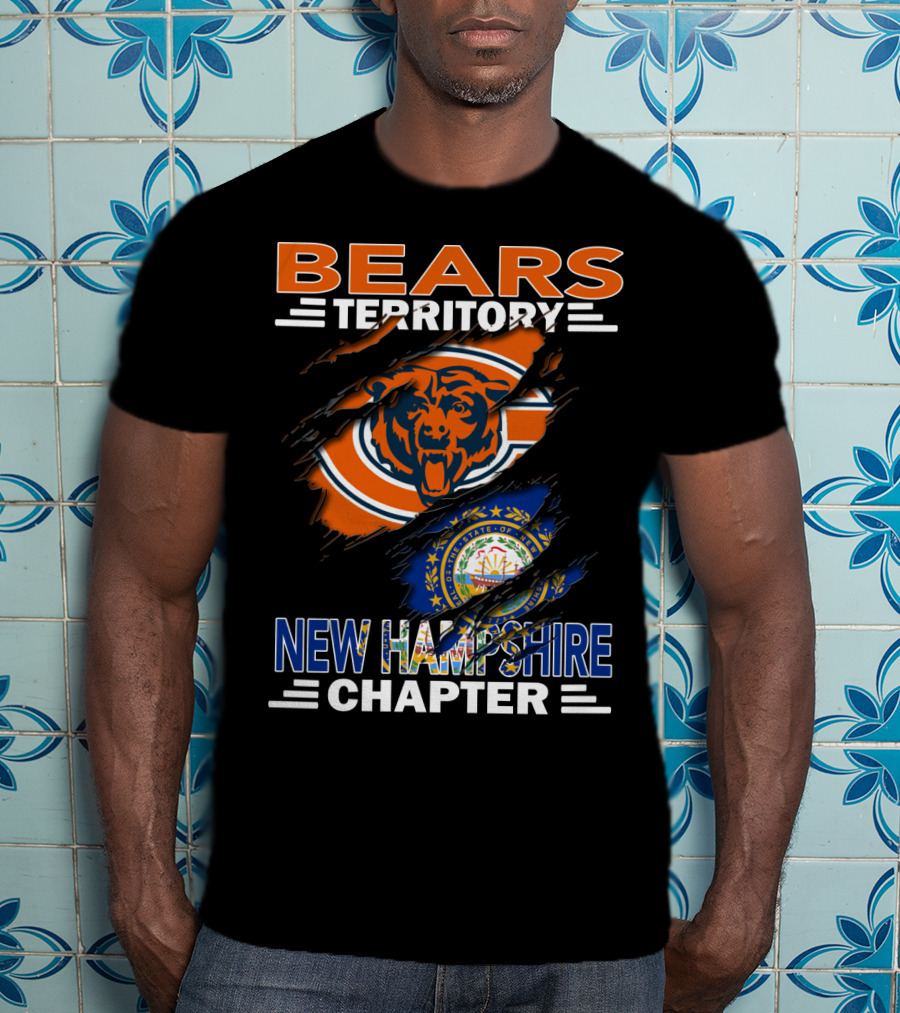 Bears Territory New Hampshire Chapter Chicago Bears Logo New Hampshire State Flag T-Shirt