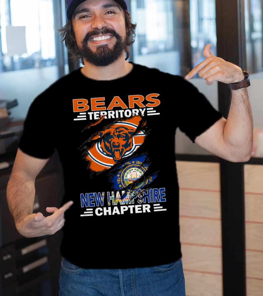 Bears Territory New Hampshire Chapter Chicago Bears Logo New Hampshire State Flag T-Shirt