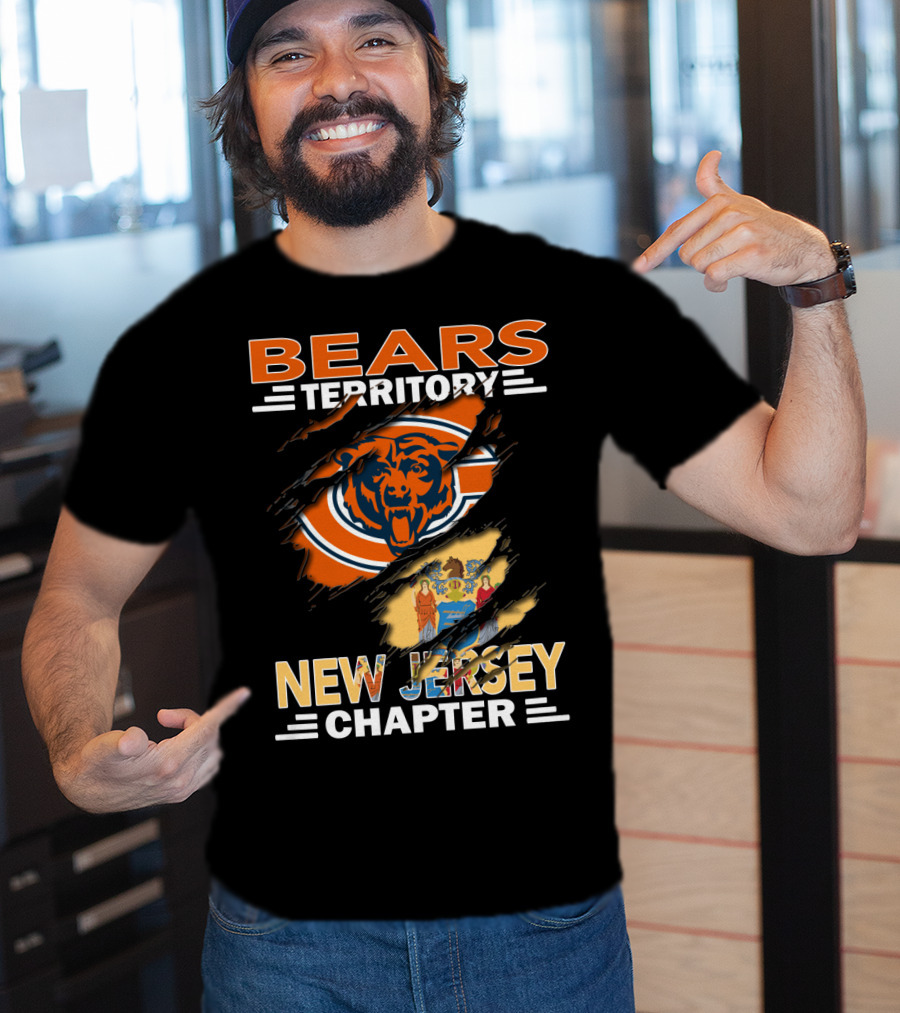 Bears Territory New Jersey Chapter Chicago Bears Logo And State Flag Integration T-Shirt