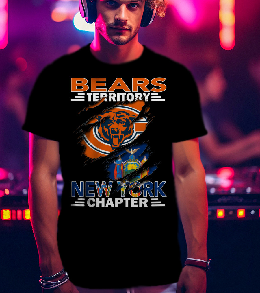 Bears Territory New York Chapter Flag And Logo Fusion T-Shirt