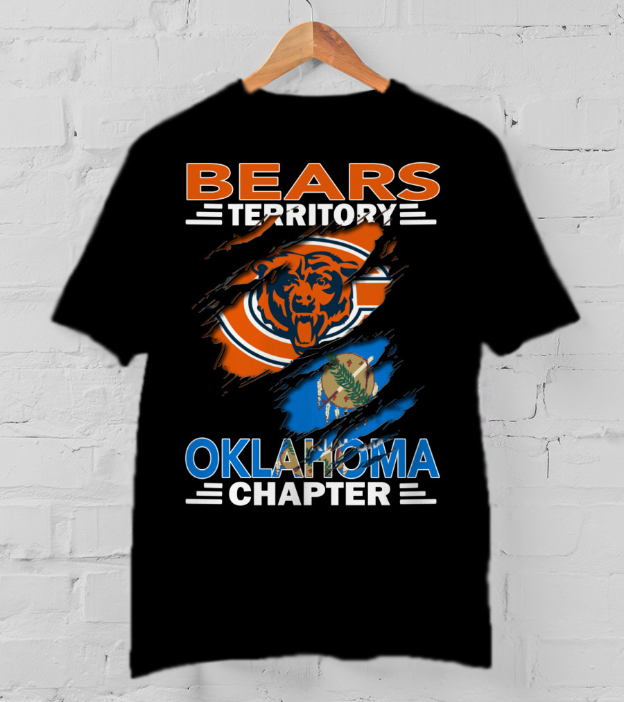 Bears Territory Oklahoma Chapter Chicago Bears Logo With State Flag Background T-Shirt