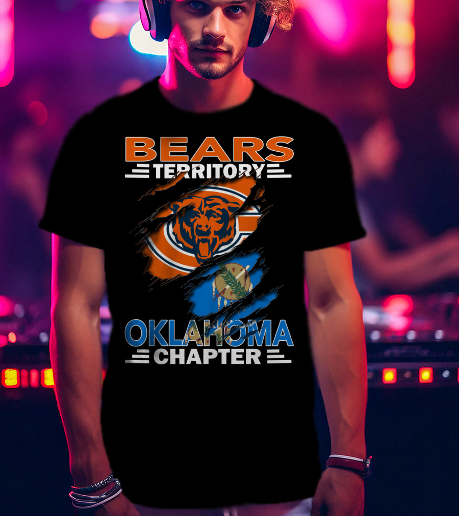 Bears Territory Oklahoma Chapter Chicago Bears Logo With State Flag Background T-Shirt
