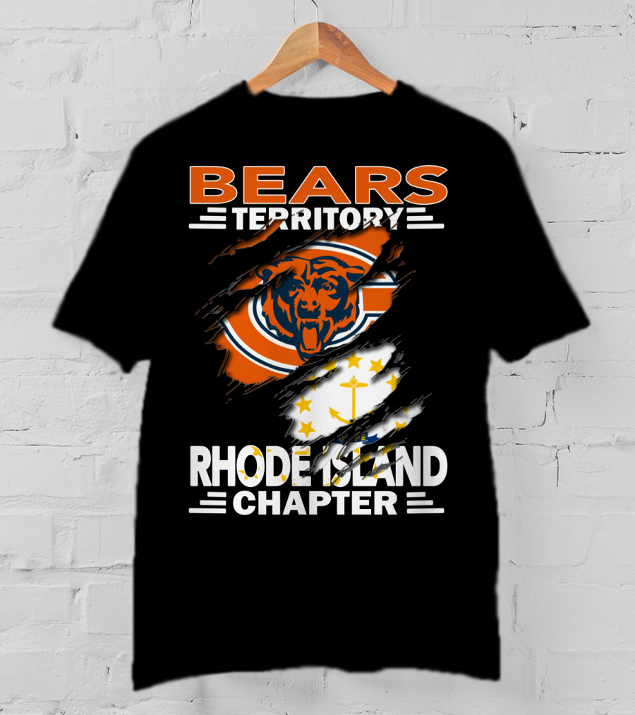Bears Territory Rhode Island Chapter Chicago Bears Logo And Rhode Island Flag T-Shirt