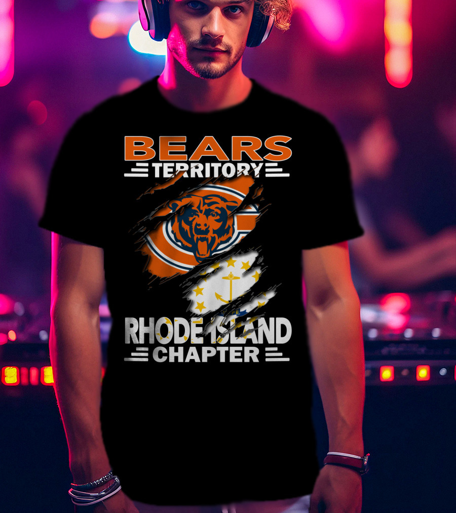 Bears Territory Rhode Island Chapter Chicago Bears Logo And Rhode Island Flag T-Shirt