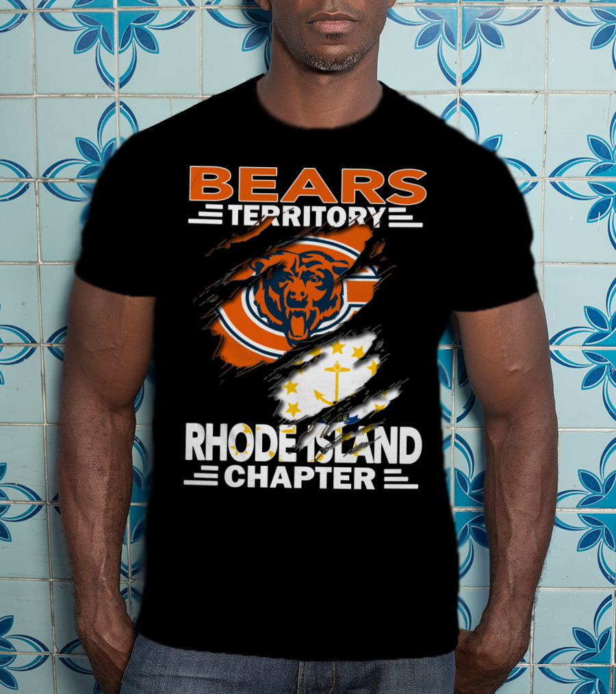 Bears Territory Rhode Island Chapter Chicago Bears Logo And Rhode Island Flag T-Shirt